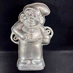 Ginger Bread / Gingerbread Man Cake Mold Heavy Cast Aluminum 2 Pieces 12.75" Vtg